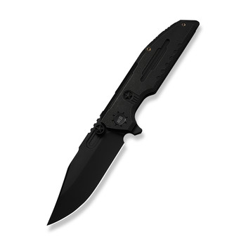 WE Knife Muster Folding Knife Black Titanium Handle M390 Drop Point Plain Edge Black Stonewash Blade Limited Edition WE23058-1