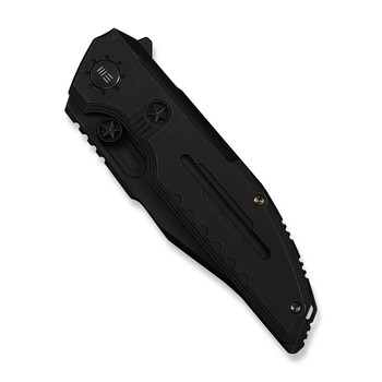 WE Knife Muster Folding Knife Black Titanium Handle M390 Drop Point Plain Edge Black Stonewash Blade Limited Edition WE23058-1