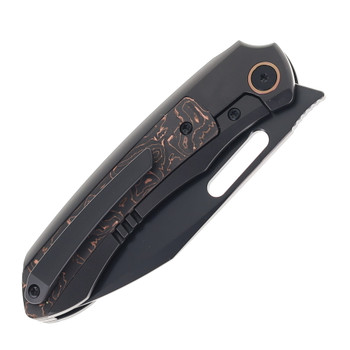 Remette RT-Orca Folding Knife Black Titanium & Copper Foil Carbon Fiber Handle DLC M390 Blade ORCATB