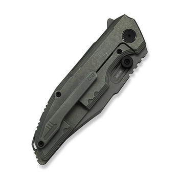 WE Knife Muster Folding Knife Olive Gray Titanium Handle M390 Clip Point Plain Edge Gray Stonewash Finish Limited Edition WE23058-2