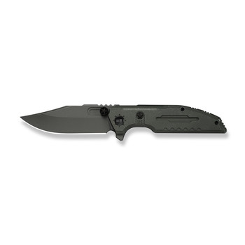 WE Knife Muster Folding Knife Desert Terrain Titanium Handle M390 Clip Point Plain Edge Black Stonewash/Satin Flat Finish Limited Edition WE23058-3
