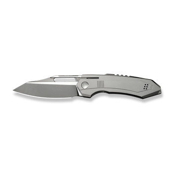 WE Knife Bogey Folding Knife Gray Titanium Handle M390 Reverse Tanto Plain Edge Stonewash/Satin Flat Finish WE23088-2