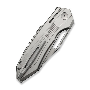 WE Knife Bogey Folding Knife Gray Titanium Handle M390 Reverse Tanto Plain Edge Stonewash/Satin Flat Finish WE23088-2