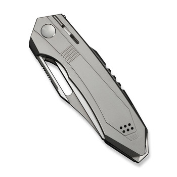 WE Knife Bogey Folding Knife Gray Titanium Handle M390 Reverse Tanto Plain Edge Stonewash/Satin Flat Finish WE23088-2