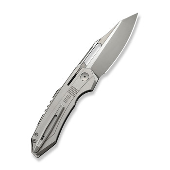 WE Knife Bogey Folding Knife Gray Titanium Handle M390 Reverse Tanto Plain Edge Stonewash/Satin Flat Finish WE23088-2