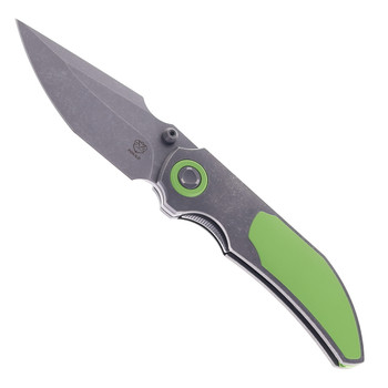 Poikilo Blade CK CASQUE Standard Folding Knife Titanium & Green Single Inlay Handle M398 Blade PSW Finish