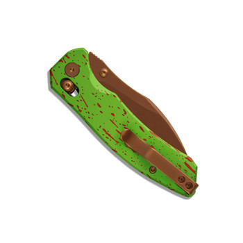 M Miguron Norsa Folding Knife Green PVD Aluminum Handle D2 Drop Point Plain Edge Rose Gold PVD Finish MGR820RGN