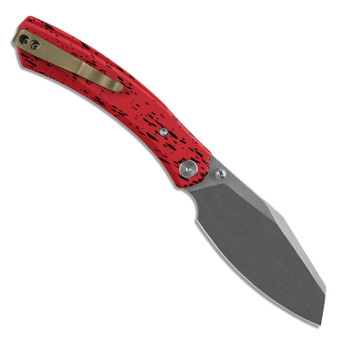 M Miguron Karok Folding Knife Red Aluminum Handle D2 Sheepsfoot Plain Edge Stonewash Finish MGR827RD