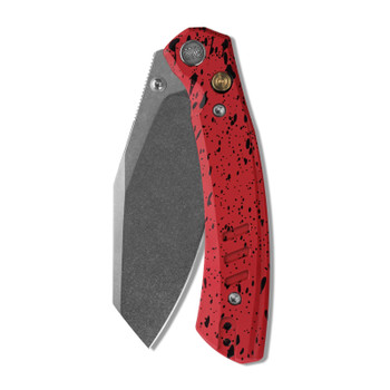 M Miguron Karok Folding Knife Red Aluminum Handle D2 Sheepsfoot Plain Edge Stonewash Finish MGR827RD