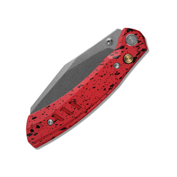 M Miguron Karok Folding Knife Red Aluminum Handle D2 Sheepsfoot Plain Edge Stonewash Finish MGR827RD