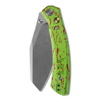 M Miguron Karok Folding Knife Green Aluminum Handle D2 Sheepsfoot Plain Edge Stonewash Finish MGR827GN