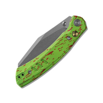 M Miguron Karok Folding Knife Green Aluminum Handle D2 Sheepsfoot Plain Edge Stonewash Finish MGR827GN