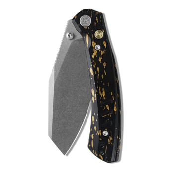 M Miguron Karok Folding Knife Black Aluminum Handle D2 Sheepsfoot Plain Edge Stonewash Finish MGR827BK
