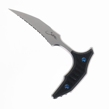 Microtech Bastinelli Bee Push Dagger Fixed Blade Carbon Fiber/Stonewashed Titanium Handle 440C Stonewash Full Serrated Blade 218-12MS5