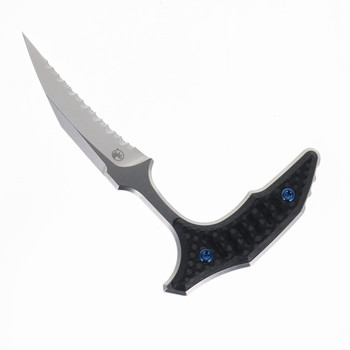 Microtech Bastinelli Bee Push Dagger Fixed Blade Carbon Fiber/Stonewashed Titanium Handle 440C Stonewash Full Serrated Blade 218-12MS5