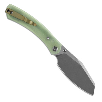 M Miguron Karok Folding Knife Glow in the Dark Green G10 Handle D2 Sheepsfoot Plain Edge Stonewash Finish MGR827YG
