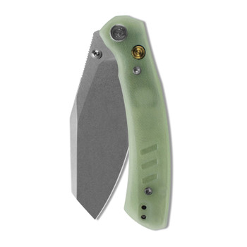 M Miguron Karok Folding Knife Glow in the Dark Green G10 Handle D2 Sheepsfoot Plain Edge Stonewash Finish MGR827YG