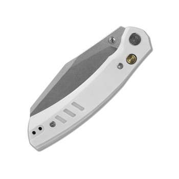 M Miguron Karok Folding Knife White G10 Handle D2 Sheepsfoot Plain Edge Stonewash Finish MGR827WH