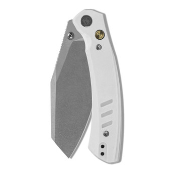 M Miguron Karok Folding Knife White G10 Handle D2 Sheepsfoot Plain Edge Stonewash Finish MGR827WH