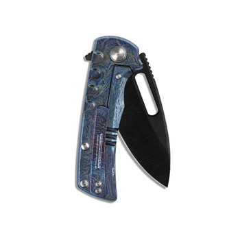 M Miguron Arma Folding Knife Lightning Strike Titanium Handle Elmax Drop Point Plain Edge Satin With DLC Blade MGR603BK