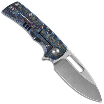 M Miguron Arma Folding Knife Lightning Strike Titanium Handle Elmax Drop Point Plain Edge Satin Finish MGR603DG
