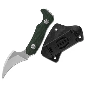 A Ameight LSM Fixed Blade Knife Green Micarta Handle 14C28N Pikal Plain Edge Light Grey PVD Blade AME508MGN