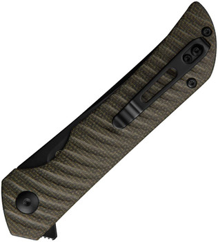 Ruike Folding Knife Black Micarta Handle 14C28N Drop Point Plain Edge Black PVD Blade P122MB