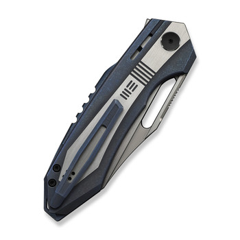 WE Knife Bogey Folding Knife Blue/Satin Titanium Handle M390 Reverse Tanto Plain Edge Hand Rubbed Satin Finish Limited Edition WE23088-3
