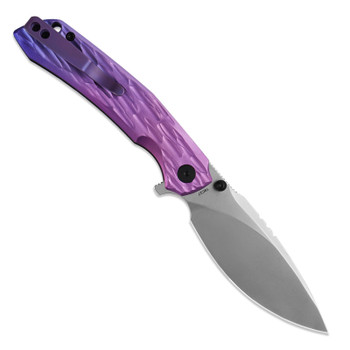 M Miguron Celora Folding Knife Gradient Anodized Purple Aluminum Handle 19C27 Drop Point Plain Edge Pearlescent Stonewash Finish MGR831ANO