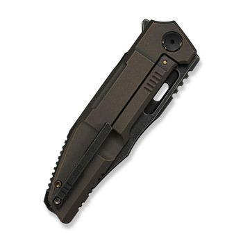 (Pre-Order ships 7-27) WE Knife Barracks Folding Knife Bronze Titanium Handle M390 Clip Point Plain Edge Black Stonewash Finish WE25078-2