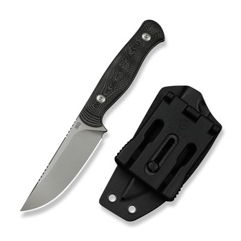 (Pre-Order ships 7-27) WE Knife Notchline Fixed Blade Knife Milled Rose Carbon Fiber Handle S35VN Straight Back Plain Edge Stonewash Finish WE25047-1