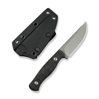 (Pre-Order ships 7-27) WE Knife Notchline Fixed Blade Knife Milled Rose Carbon Fiber Handle S35VN Straight Back Plain Edge Stonewash Finish WE25047-1