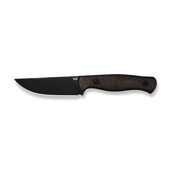 (Pre-Order ships 7-27) WE Knife Notchline Fixed Blade Knife Milled Copper Foil Carbon Fiber Handle S35VN Straight Back Plain Edge Black Stonewash Finish WE25047-2