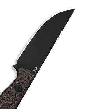 (Pre-Order ships 7-27) WE Knife Notchline Fixed Blade Knife Milled Copper Foil Carbon Fiber Handle S35VN Straight Back Plain Edge Black Stonewash Finish WE25047-2