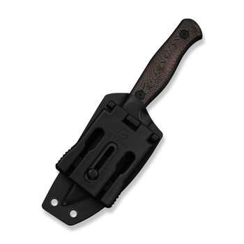 (Pre-Order ships 7-27) WE Knife Notchline Fixed Blade Knife Milled Copper Foil Carbon Fiber Handle S35VN Straight Back Plain Edge Black Stonewash Finish WE25047-2