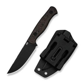 (Pre-Order ships 7-27) WE Knife Notchline Fixed Blade Knife Milled Copper Foil Carbon Fiber Handle S35VN Straight Back Plain Edge Black Stonewash Finish WE25047-2