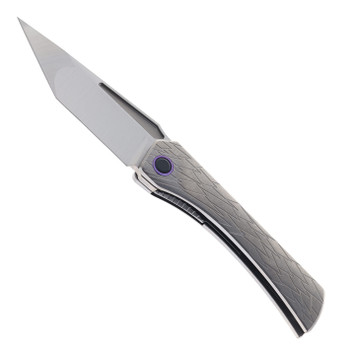 Ketuo Usurper GY/S Folding Knife Gray Titanium Handle M390 Tanto Plain Edge Satin Finish
