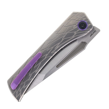 Ketuo Usurper GY/S Folding Knife Gray Titanium Handle M390 Tanto Plain Edge Satin Finish