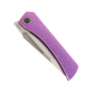Ketuo Usurper  Pur/S Folding Knife Purple Titanium Handle M390 Tanto Plain Edge Satin Finish