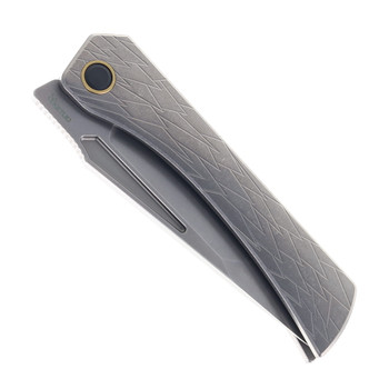 Ketuo Usurper SW Folding Knife Stonewash Titanium Handle M390 Tanto Plain Edge Stonewash Finish