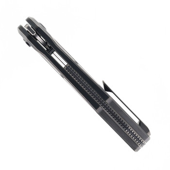 Ketuo Triad TC PUE/P Folding Knife Gray Titanium/Purple Carbon Fiber Handle M390 Harpoon Tanto Plain Edge Bead Blast Finish