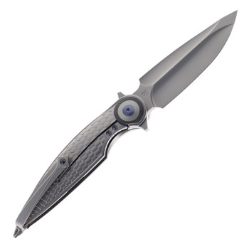 Rike Viper 4-A/P Folding Knife Natural Titanium Handle M398 Drop Point Plain Edge Satin Finish