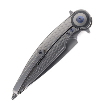 Rike Viper 4-A/P Folding Knife Natural Titanium Handle M398 Drop Point Plain Edge Satin Finish