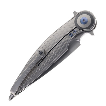 Rike Viper 4 B/P Folding Knife Natural Titanium/Purple Accent Handle M398 Plain Edge Satin Finish