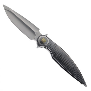 Rike Viper 4 B/DG Folding Knife Dark Grey Titanium Handle M398 Plain Edge Satin Finish