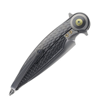 Rike Viper 4 B/DG Folding Knife Dark Grey Titanium Handle M398 Plain Edge Satin Finish