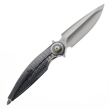 Rike Viper 4 B/DG Folding Knife Dark Grey Titanium Handle M398 Plain Edge Satin Finish