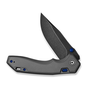 (Pre-Order ships 7-27) CIVIVI Elite Brova Folding Knife Gray Aluminum Handle S35VN Clip Point Plain Edge Black Stonewash Finish CE25093-1