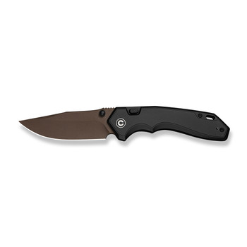 (Pre-Order ships 7-27) CIVIVI Elite Brova Folding Knife Black Aluminum Handle S35VN Clip Point Plain Edge Dark Brown Stonewash Finish CE25093-2
