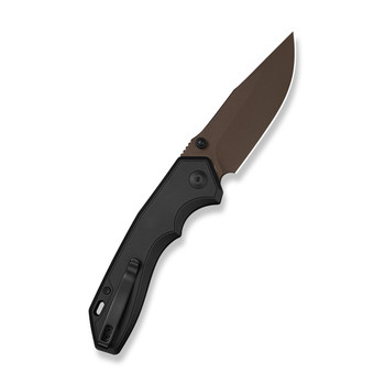 (Pre-Order ships 7-27) CIVIVI Elite Brova Folding Knife Black Aluminum Handle S35VN Clip Point Plain Edge Dark Brown Stonewash Finish CE25093-2